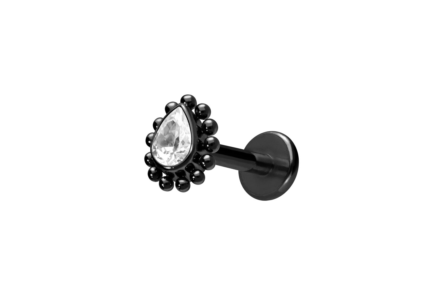 Titan Labret Piercing mit Innengewinde KRISTALLTROPFEN + KUGELN